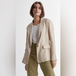 Quince European Linen Blazer Size Large in Tan